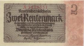 R.167a: 2 Rentenmark 1937 7-stellig (1) Serie A 