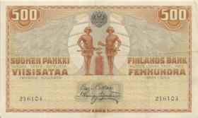 Finnland / Finland P.023 500 Markkaa 1909 (3+) 