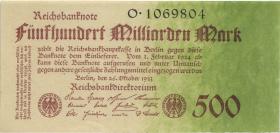 R.124a: 500 Milliarden Mark 1923 Reichsdruck (1) Serie O 
