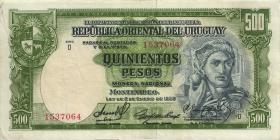 Uruguay P.040c 500 Pesos L. 1939 (3+) 