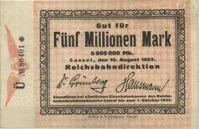 PS1161a Reichsbahn Kassel 5 Millionen Mark 1923 (3+) 