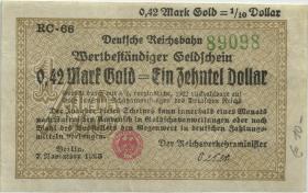 RVM-26a Reichsbahn Berlin 0,42 Mark Gold = 1/10 Dollar RC 1923 (3) 
