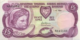 Zypern / Cyprus P.54a 5 Pounds 1990 (2) 