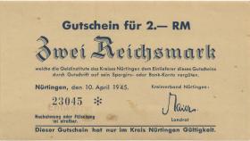 Nürtingen 5 Reichsmark 10.4.1945 (1-) 