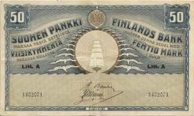 Finnland / Finland P.027 50 Markkaa 1909 (1918) Litt.A  (3+) 
