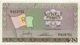 Ruanda / Rwanda P.06a 20 Francs 1969 (1) 