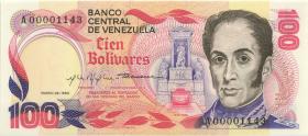 Venezuela P.059 100 Bolivares 1980 A 00001143 (1) 