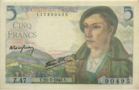 Frankreich / France P.098a 5 Francs 22.7.1943 (1) 