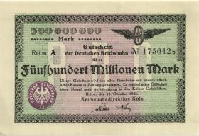 PS1289 Reichsbahn Köln 500 Millionen Mark 1923 (2) 