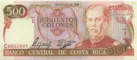 Costa Rica P.255b 500 Colones 1989 (1) 