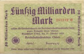 PS1233c Reichsbahn Frankfurt/Oder 50 Milliarden Mark 1923 (3+) 