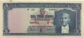 Türkei / Turkey P.173a 5 Lira 1930 (1961) (3+) 
