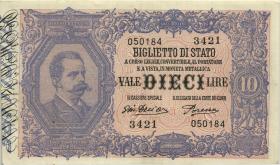 Italien / Italy P.020g 10 Lire 1888 (1918) (3+) 