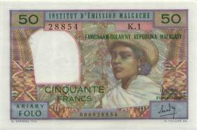 Madagaskar P.61 50 Francs = 10 Ariary (1969) (1) 