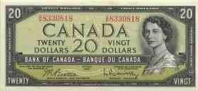 Canada P.080b 20 Dollars 1954 (1/1-) 