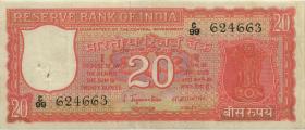 Indien / India P.061b 20 Rupien (1970) (3) 