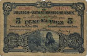 R.900: Deutsch-Ostafrika 5 Rupien 1905 No.12697 (3-) 