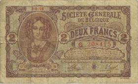 R.434: Besetzung Belgien 2 Francs 9.4.1915 (3-) 