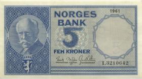Norwegen / Norway P.30g 5 Kronen 1961 (1-) 