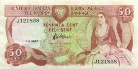 Zypern / Cyprus P.52 50 Cents 1987 (2) 