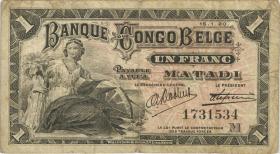 Belgisch-Kongo / Belgian Congo P.03B 1 Franc 15.1.1920 Matadi (3/4) 