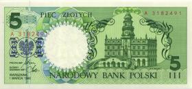 Polen / Poland P.166 5 Zlotych 1990 ohne Überdruck (1) 