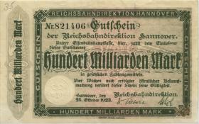 PS1258 Reichsbahn Hannover 100 Milliarden Mark 1923 (3+) 