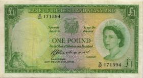 Rhodesien & Nyasaland P.21b 1 Pound 1960 (3) 