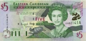 Ost Karibik / East Caribbean P.37a 5 Dollar (2000) A Antigua (1) 