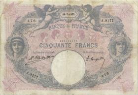 Frankreich / France P.064g 50 Francs 18.7.1922 (3) 