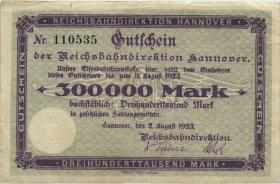 PS1253 Reichsbahn Hannover 300.000 Mark 1923 (3-) 
