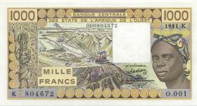 West-Afr.Staaten/West African States P.707Kb 1000 Francs 1981 (1) 