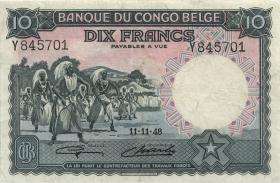 Belgisch-Kongo / Belgian Congo P.14E 10 Francs 11.11.1946 (2) 
