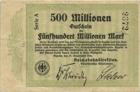 PS1345b Reichsbahn Oppeln 500 Million Mark 1923 (3+) 