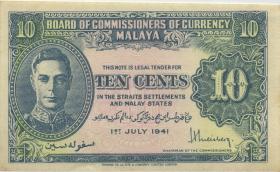 Malaya P.08 10 Cents 1941 (2) 