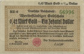 RVM-26a Reichsbahn Berlin 0,42 Mark Gold = 1/10 Dollar HZ1923 (3) 