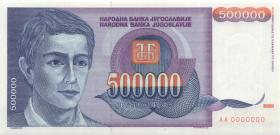 Jugoslawien / Yugoslavia P.119s 500.000 Dinara 1993 Specimen (1) 