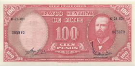 Chile P.127 10 Centesimos auf 100 Pesos (1960-61) (1) 