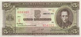 Bolivien / Bolivia P.138c 5 Bolivianos 1945 (1) 