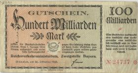 PS1107A Reichsbahn München 100 Milliarden Mark 1923 (3) 