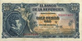 Kolumbien / Colombia P.400c 10 Pesos Oro 1961 (2) 