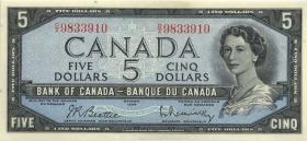 Canada P.077b 5 Dollars 1954 (1961-72) (2) 