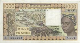 West-Afr.Staaten/West African States P.707Kb 1000 Francs 1981 Senegal (3+) 