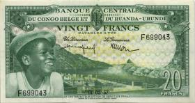 Belgisch-Kongo / Belgian Congo P.31 20 Francs 01.03.1957 (2) 
