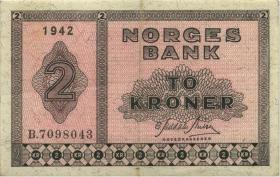 Norwegen / Norway P.16a 2 Kronen 1942 (3) 