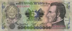 Honduras P.063b 5 Lempiras 1985 (3) 