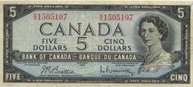 Canada P.077b 5 Dollars 1954 (1961-72) (4) 