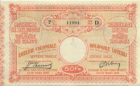 Belgisch-Kongo / Belgian Congo Kolonial Lotterie 1924 50 Francs (1) 