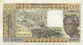 West-Afr.Staaten/West African States P.807Tb 1000 Francs 1981 Togo (3) 
