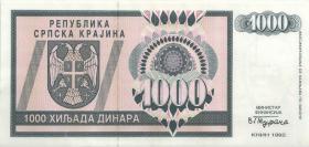 Kroatien Serb. Krajina / Croatia P.R05 1000 Dinara 1992 (1-) 
